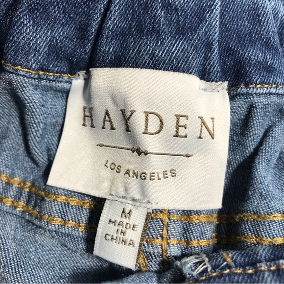 Hayden Light Blue Denim Tie Waist Paper Bag Midi Skirt Size M - Picture 8 of 13